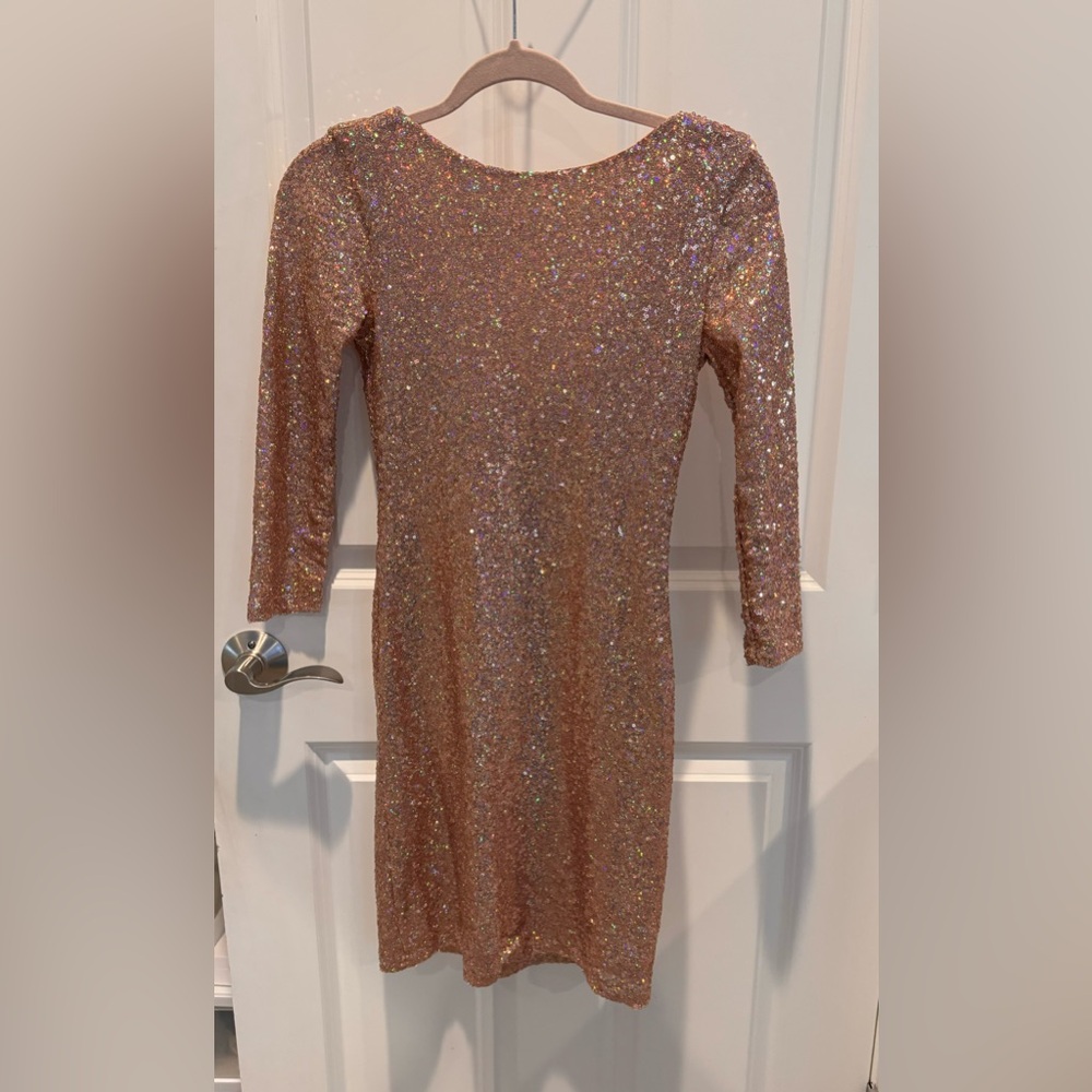 TopShop Rose Gold Sequin Dress size us2